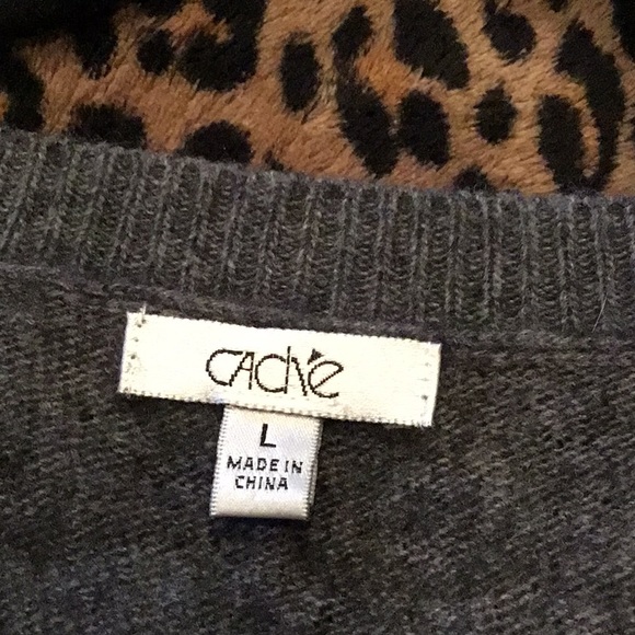 Cache Gray & Black Leopard Print Sweater - Picture 5 of 8